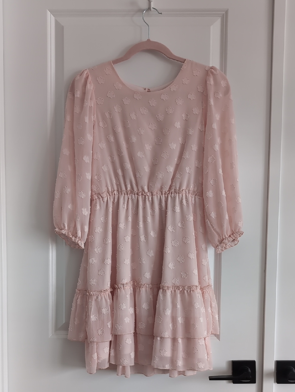 Zunie Kid's Long Sleeve Tiered Ruffle Dress In Blush Pink
